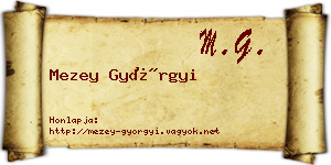 Mezey Györgyi névjegykártya